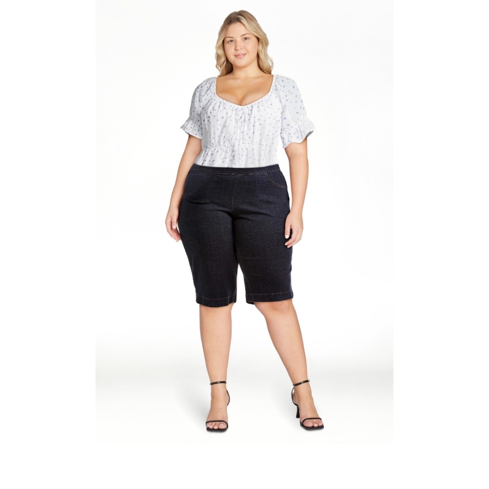 Just My Size Women’s Superdark Plus Size pull-on Pocket Capris Size 1X NWT